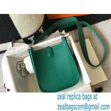 Hermes Mini Evelyne Bag Vertigo Green with Silver Hardware