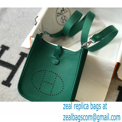 Hermes Mini Evelyne Bag Vertigo Green with Silver Hardware
