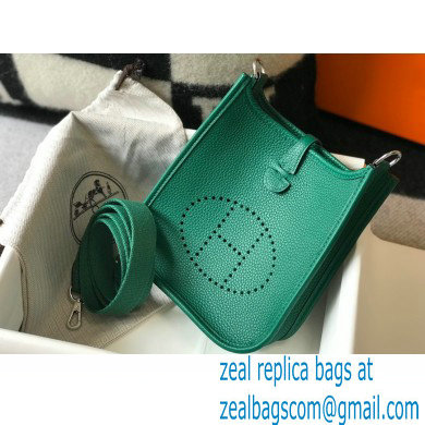 Hermes Mini Evelyne Bag Vertigo Green with Silver Hardware