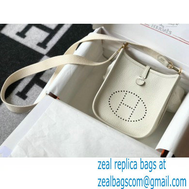 Hermes Mini Evelyne Bag White with Gold Hardware Half Handmade