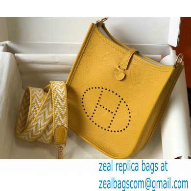 Hermes Mini Evelyne Bag Yellow with Gold Hardware Half Handmade