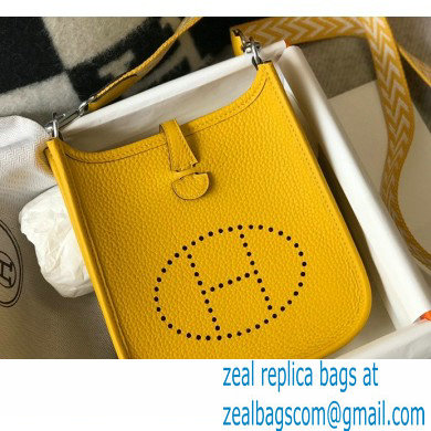 Hermes Mini Evelyne Bag Yellow with Silver Hardware