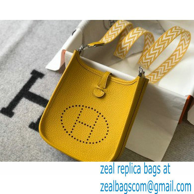 Hermes Mini Evelyne Bag Yellow with Silver Hardware