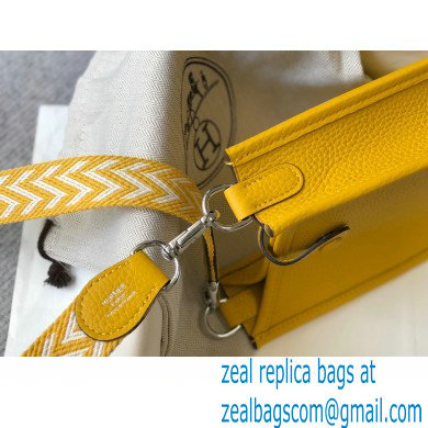 Hermes Mini Evelyne Bag Yellow with Silver Hardware