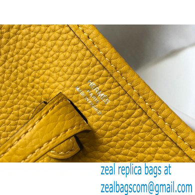 Hermes Mini Evelyne Bag Yellow with Silver Hardware