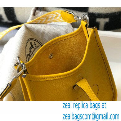 Hermes Mini Evelyne Bag Yellow with Silver Hardware
