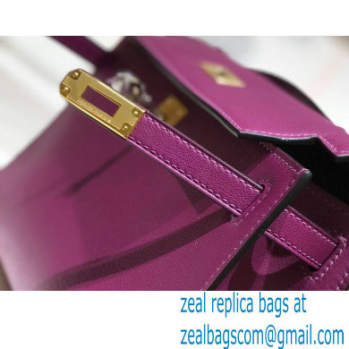 Hermes Mini Kelly 22 Pochette Bag Anemone Purple in Swift Leather with Gold Hardware