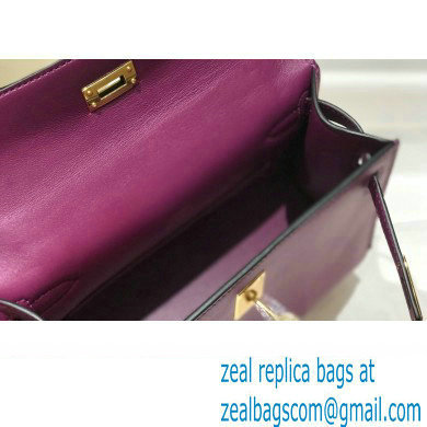 Hermes Mini Kelly 22 Pochette Bag Anemone Purple in Swift Leather with Gold Hardware