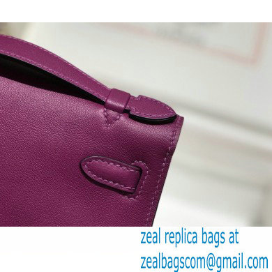 Hermes Mini Kelly 22 Pochette Bag Anemone Purple in Swift Leather with Gold Hardware