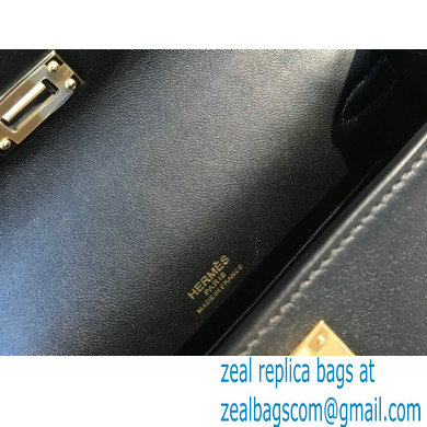 Hermes Mini Kelly 22 Pochette Bag Black in Swift Leather with Gold Hardware