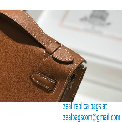 Hermes Mini Kelly 22 Pochette Bag Brown in Swift Leather with Gold Hardware