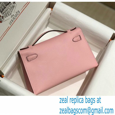 Hermes Mini Kelly 22 Pochette Bag Cherry Pink in Swift Leather with Gold Hardware