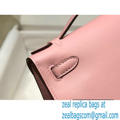 Hermes Mini Kelly 22 Pochette Bag Cherry Pink in Swift Leather with Gold Hardware