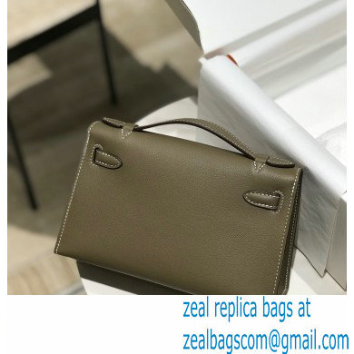 Hermes Mini Kelly 22 Pochette Bag Etoupe in Swift Leather with Gold Hardware