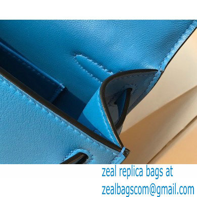 Hermes Mini Kelly 22 Pochette Bag Izmir Blue in Swift Leather with Silver Hardware