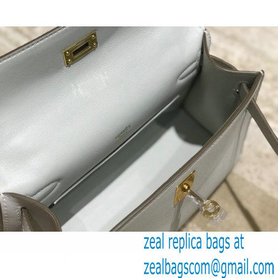 Hermes Mini Kelly 22 Pochette Bag Pearl Grey in Swift Leather with Gold Hardware