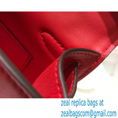 Hermes Mini Kelly 22 Pochette Bag Red in Swift Leather with Gold Hardware - Click Image to Close