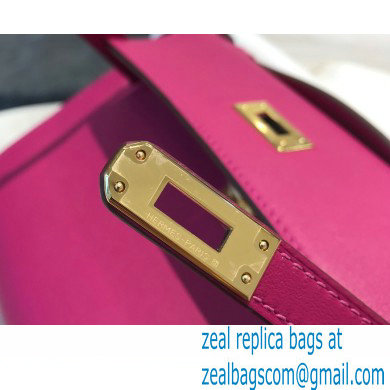 Hermes Mini Kelly 22 Pochette Bag Rose Purple in Swift Leather with Gold Hardware