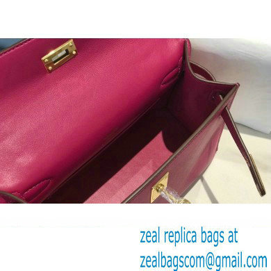 Hermes Mini Kelly 22 Pochette Bag Rose Purple in Swift Leather with Gold Hardware