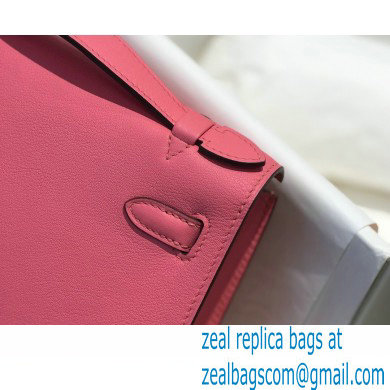 Hermes Mini Kelly 22 Pochette Bag Rouge Pink in Swift Leather with Gold Hardware - Click Image to Close