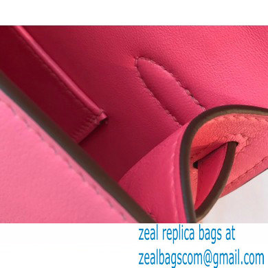 Hermes Mini Kelly 22 Pochette Bag Rouge Pink in Swift Leather with Gold Hardware - Click Image to Close