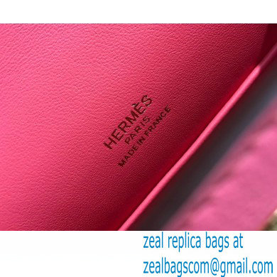 Hermes Mini Kelly 22 Pochette Bag Rouge Pink in Swift Leather with Gold Hardware