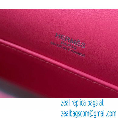 Hermes Mini Kelly 22 Pochette Bag Rouge Pink in Swift Leather with Silver Hardware