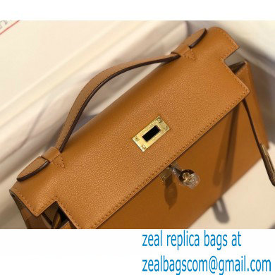 Hermes Mini Kelly 22 Pochette Bag Sesame in Swift Leather with Gold Hardware