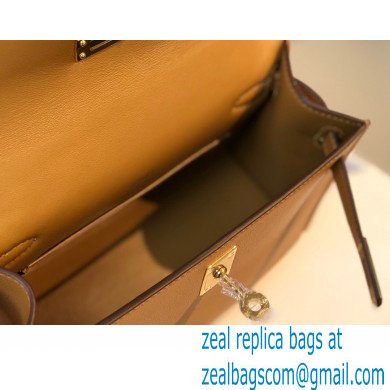 Hermes Mini Kelly 22 Pochette Bag Sesame in Swift Leather with Gold Hardware