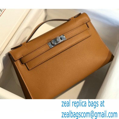 Hermes Mini Kelly 22 Pochette Bag Sesame in Swift Leather with Silver Hardware