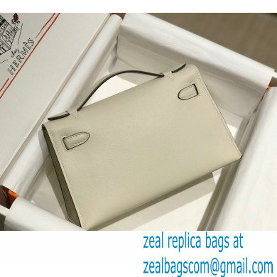 Hermes Mini Kelly 22 Pochette Bag White in Swift Leather with Gold Hardware - Click Image to Close