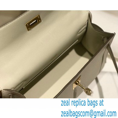 Hermes Mini Kelly 22 Pochette Bag White in Swift Leather with Gold Hardware - Click Image to Close