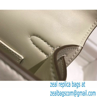 Hermes Mini Kelly 22 Pochette Bag White in Swift Leather with Silver Hardware - Click Image to Close