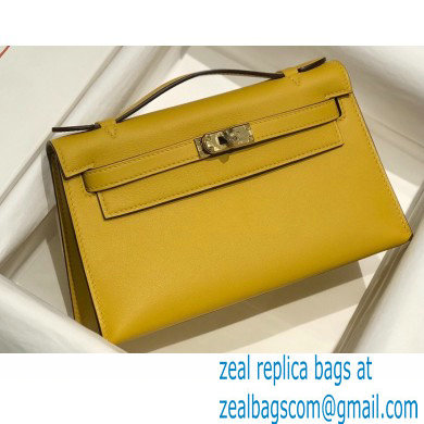 Hermes Mini Kelly 22 Pochette Bag Yellow in Swift Leather with Gold Hardware - Click Image to Close