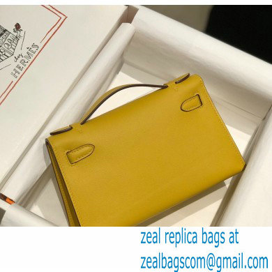 Hermes Mini Kelly 22 Pochette Bag Yellow in Swift Leather with Gold Hardware