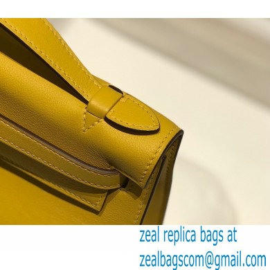 Hermes Mini Kelly 22 Pochette Bag Yellow in Swift Leather with Gold Hardware