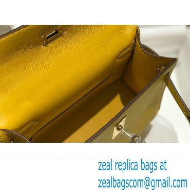 Hermes Mini Kelly 22 Pochette Bag Yellow in Swift Leather with Gold Hardware - Click Image to Close