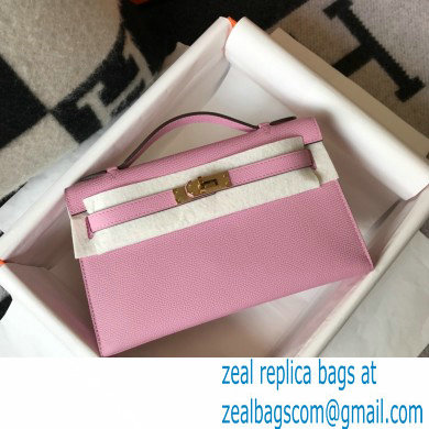 Hermes Mini Kelly 22 Pochette Bag mauve in epsom Leather with Gold Hardware