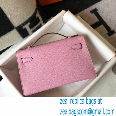 Hermes Mini Kelly 22 Pochette Bag mauve in epsom Leather with Gold Hardware