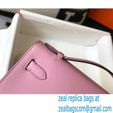 Hermes Mini Kelly 22 Pochette Bag mauve in epsom Leather with Gold Hardware