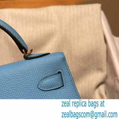 Hermes Mini Kelly II Handbag blue de nord original epsom leather