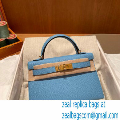 Hermes Mini Kelly II Handbag blue de nord original epsom leather