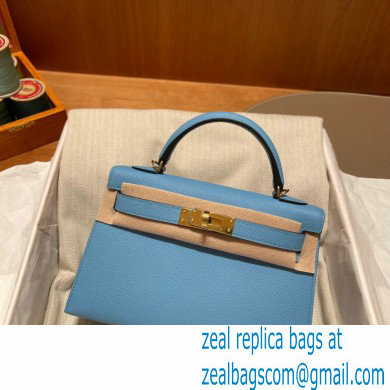 Hermes Mini Kelly II Handbag blue de nord original epsom leather - Click Image to Close