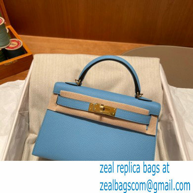 Hermes Mini Kelly II Handbag blue de nord original epsom leather