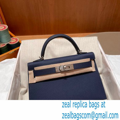 Hermes Mini Kelly II Handbag blue sapphire original epsom leather - Click Image to Close