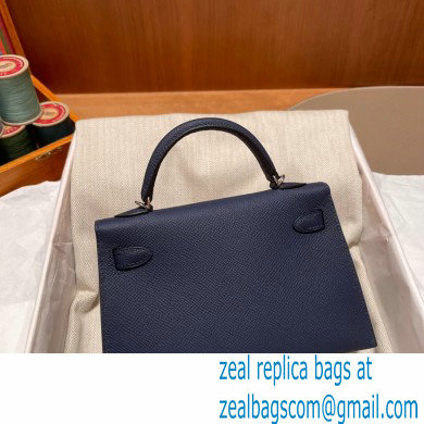 Hermes Mini Kelly II Handbag blue sapphire original epsom leather