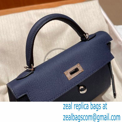 Hermes Mini Kelly II Handbag blue sapphire original epsom leather - Click Image to Close