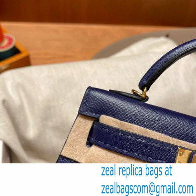 Hermes Mini Kelly II Handbag blue sapphire original epsom leather