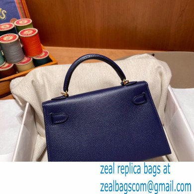 Hermes Mini Kelly II Handbag blue sapphire original epsom leather