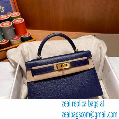 Hermes Mini Kelly II Handbag blue sapphire original epsom leather - Click Image to Close